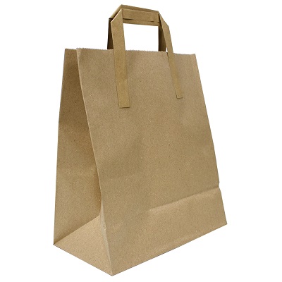 100 x Brown Takeaway Kraft Paper SOS Bags 10"x5.5"x12.5" - Large